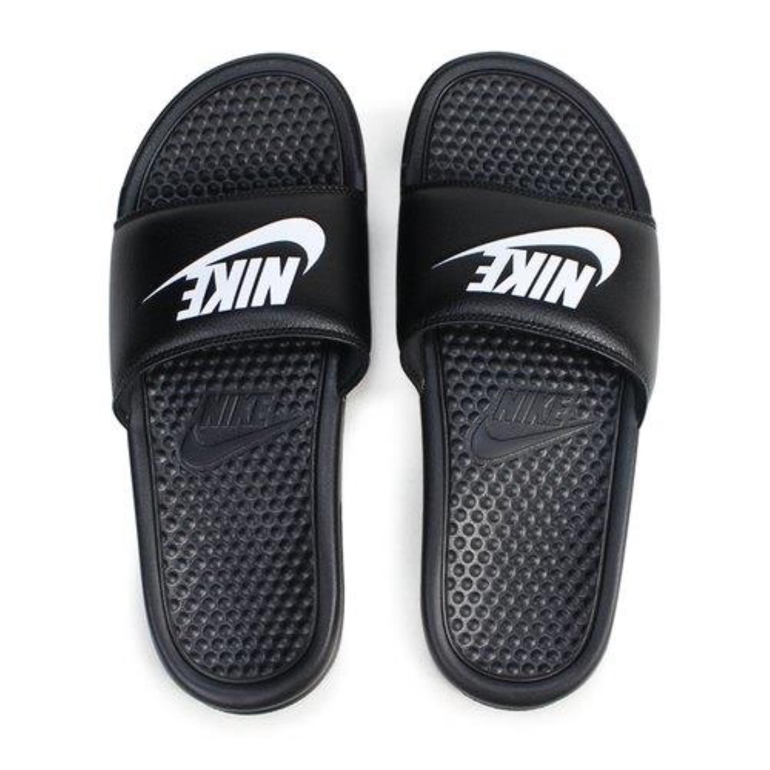 milicia Censo nacional proporción Nike Brand Men's Benassi Jdi 343880 090 Scoll Flipflop Slippers  (Black/White) :: RAJASHOES
