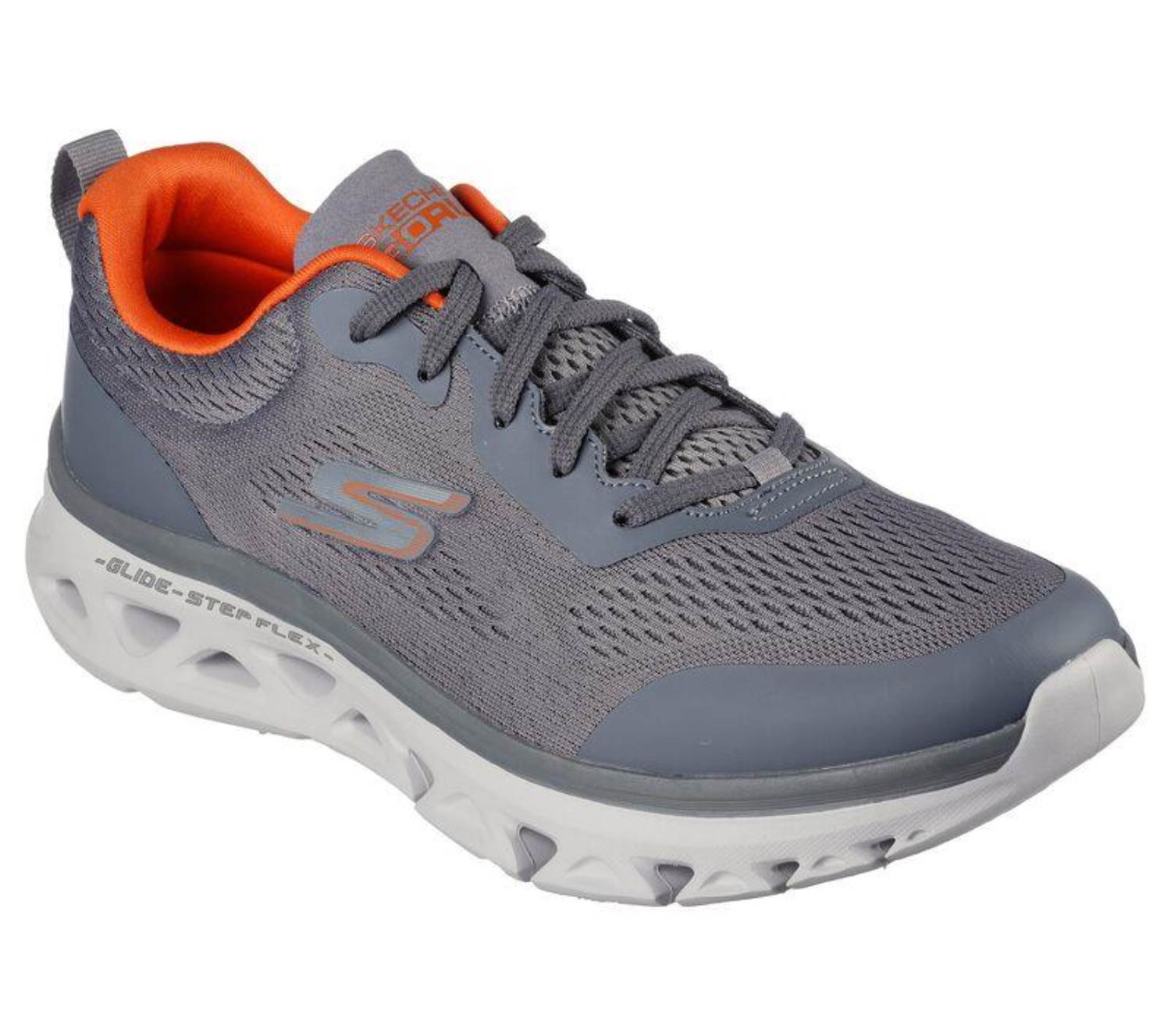 Skechers Mens Original Go Run Glide-Step Flex Running Laced Sports Shoes 220503 (Grey/Orange) :: RAJASHOES