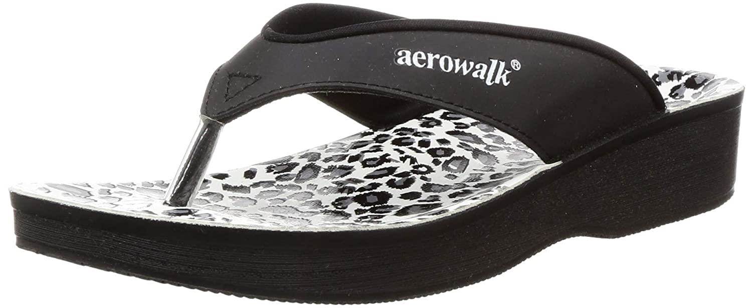 Fancy Aerowalk Ladies Black Party Wear PU Slippers-sgquangbinhtourist.com.vn