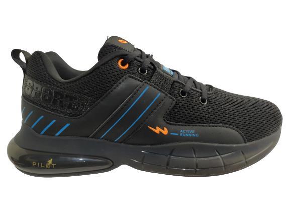 Laced Sports Shoes 9G-776 (Black/Orange 