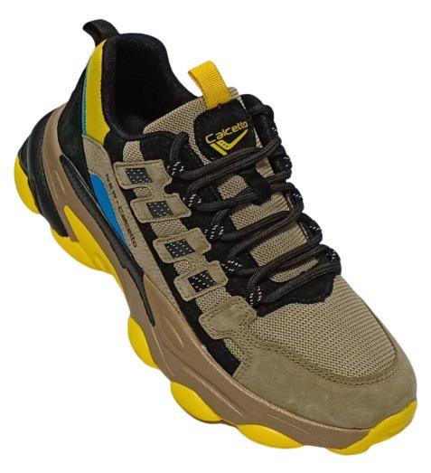 Calcetto Brand Men's CLT-1011 Laced Sport Shoes (Khaki) :: RAJASHOES