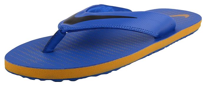 NIKE BRAND MENS ORIGINAL CHROMA THONG 5 SLIPONS SLIPPER FLIP FLOP 833808 403 (BLUE/GOLD)