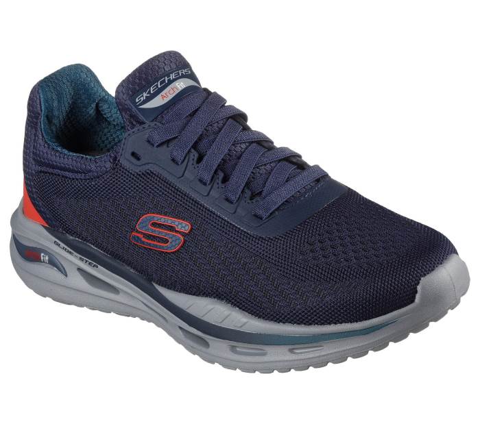 Skechers Brand Mens Original Slipons Arch Fit Orvan - Trayver Sneaker (Navy)