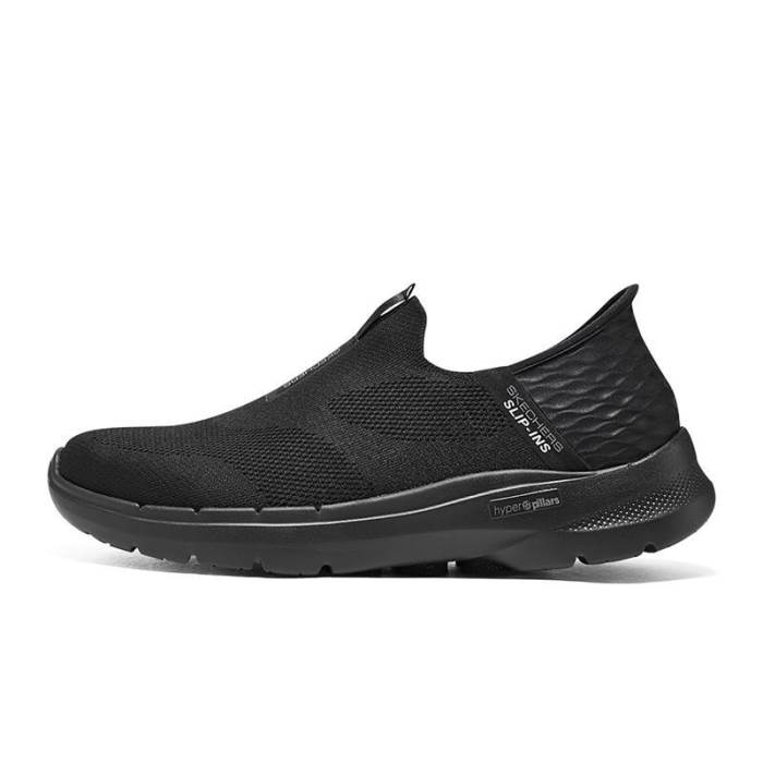 Skechers Brand Mens Go Walk 6 Easy On Hands Free Slipons Shoes Air-Cooled Memory Foam 216278 (F.Black)