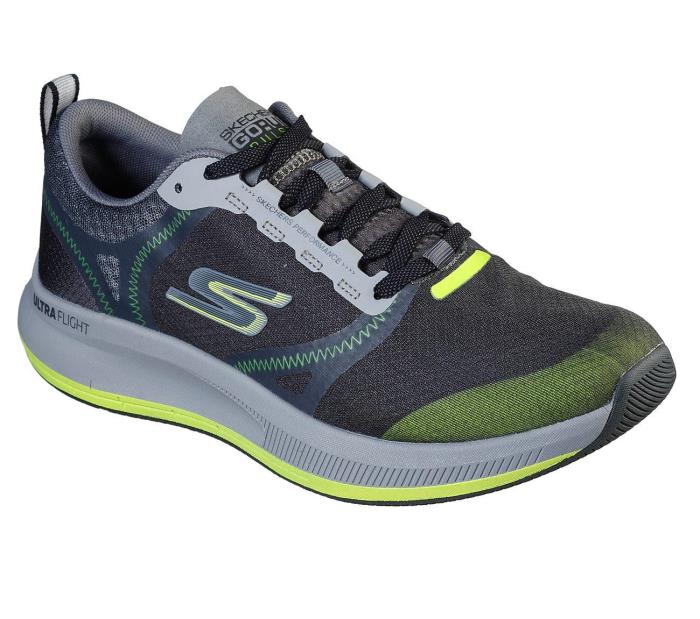 Skechers Brand Mens Go Run Pulse Air-Cooled Goga Mat Memory Foam Sports Shoes 220013 (Grey/Lime)