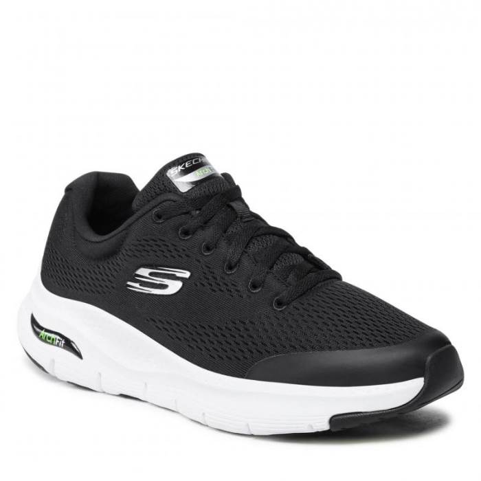 Skechers Brand Mens Trainers Arch Fit Sports Shoes 232040 (Black/White)