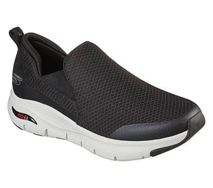Skechers Brand Mens Original Arch FIT-BANLIN Casual Slipons Sports Shoes 232043 (Black/White)