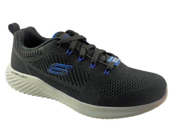 Skechers Brand Men`s Bounder-Rinstet Air-Cooled Memory Foam Sports Shoes 232068 (Black/Blue)