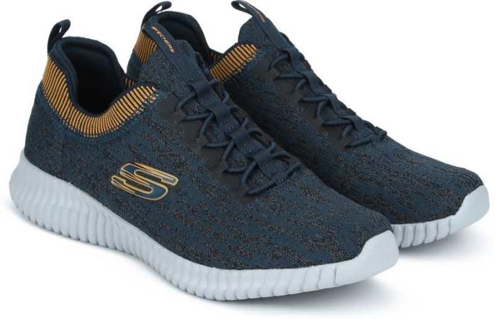 Skechers Brand Mens Elite Flex Hartnell Air-Cooled Memory Foam Sports Shoes 52642 (Navy/Yellow)