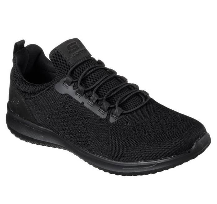 Skechers Brand Men Street Wear Delson Slipons Sports Shoes 65509 (F.Black)