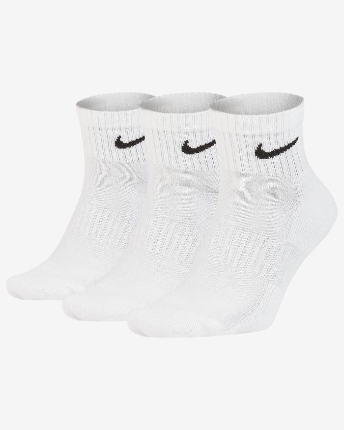 Nike Brand Men`s SX7667-100 Ankle Socks 3PR, L, (White/Black)