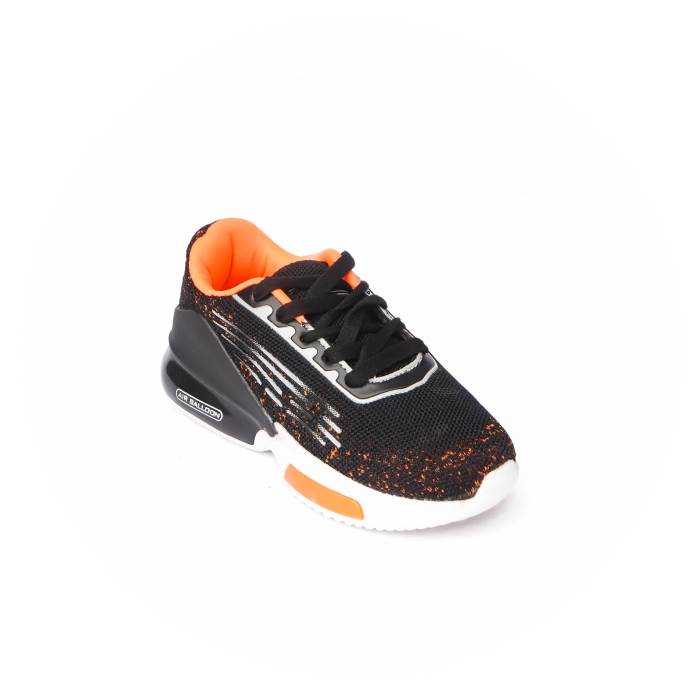 Columbus Brand Kids Casual Running Laced Sports Shoes Space (Black/F.Orange)