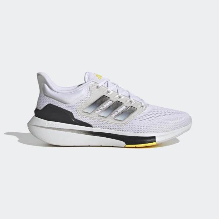 Adidas Brand Mens Running Sports Shoes EQ21 RUN GW6728 (White/Black/Yellow)