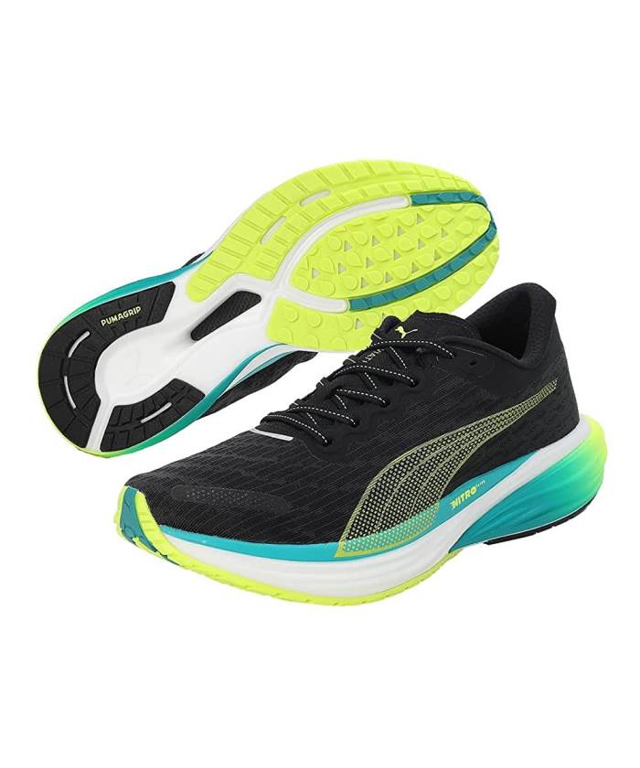 Puma Brand Mens Deviate Nitro 2 Running Sports Shoes 376807 08 (Black/Lime)
