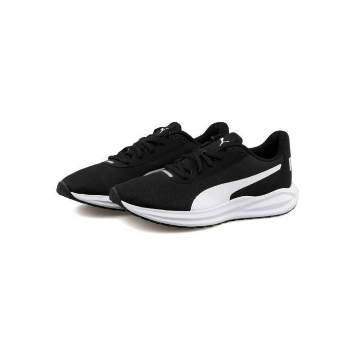 Puma Brand Mens Casual Laced Running Sports Shoes Night Runner 376670 01 (Black/White)
