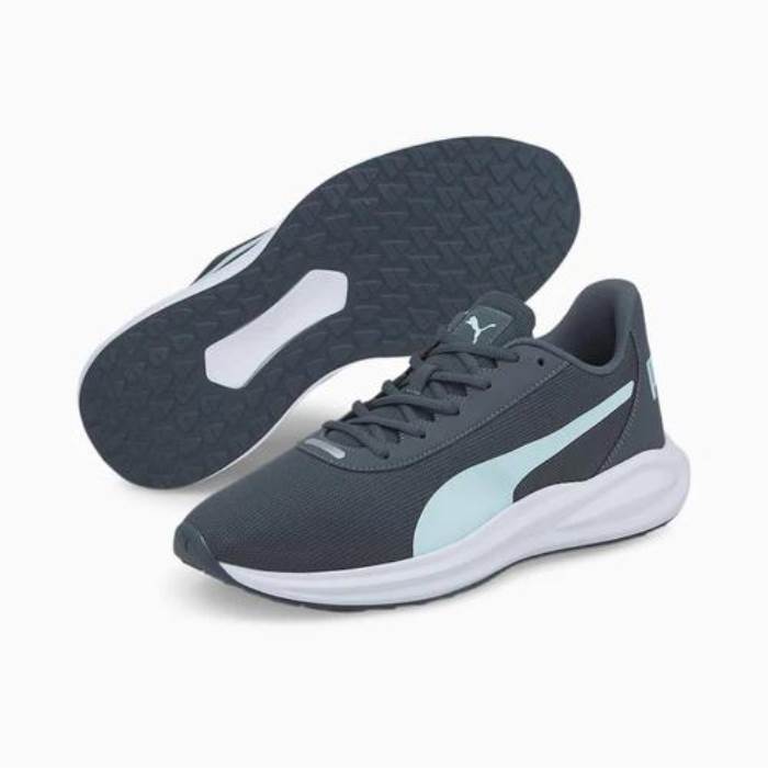 Puma Brand Mens Casual Laced Running Sports Shoes Night Runner 376670 02 (Grey/Sky)