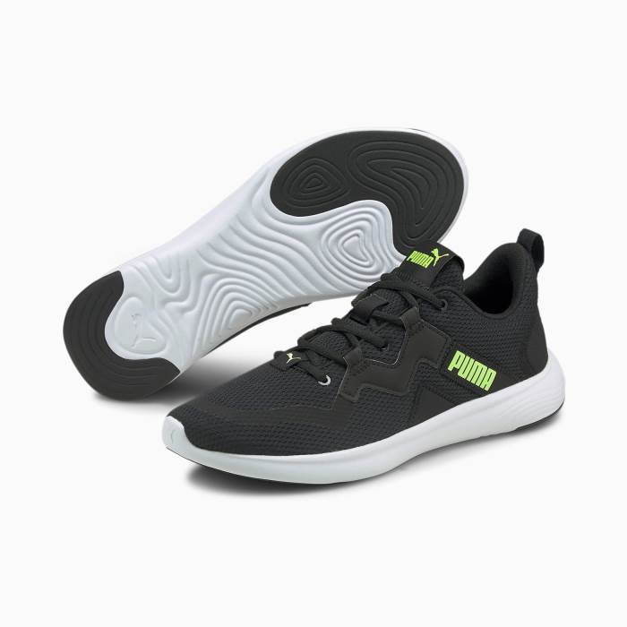 Puma Brand Mens Black & Green Glare SOFTRIDE VITAL Running Sports Shoes 19370311 (Black/Lime)