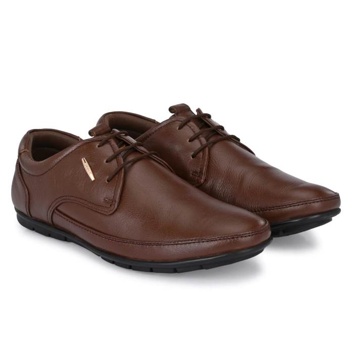 Egoss Brand Mens Semi-Formal Casual Soft Leather Laced Shoes R-2261 (Brown)