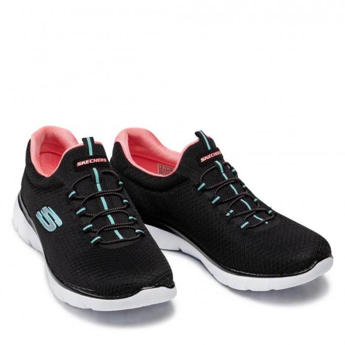 Skechers Brand Womens Memory Foam Slipons Sports Shoes 12980 (Black/Pink)