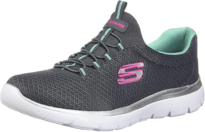 Skechers Brand Womens Memory Foam Slipons Sports Shoes 12980 (Grey/S.Green)