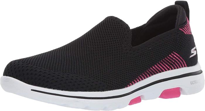 Skechers Brand Womens Go Walk 5 Slipons Sports Shoes 15900 (Black/Pink)