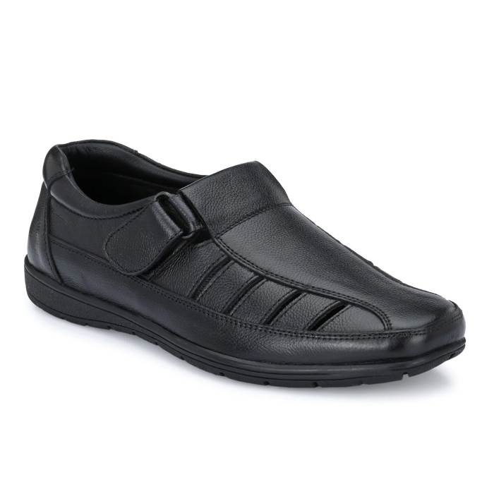 Egoss Brand Mens Leather Casual Sandal R-339 (Black)