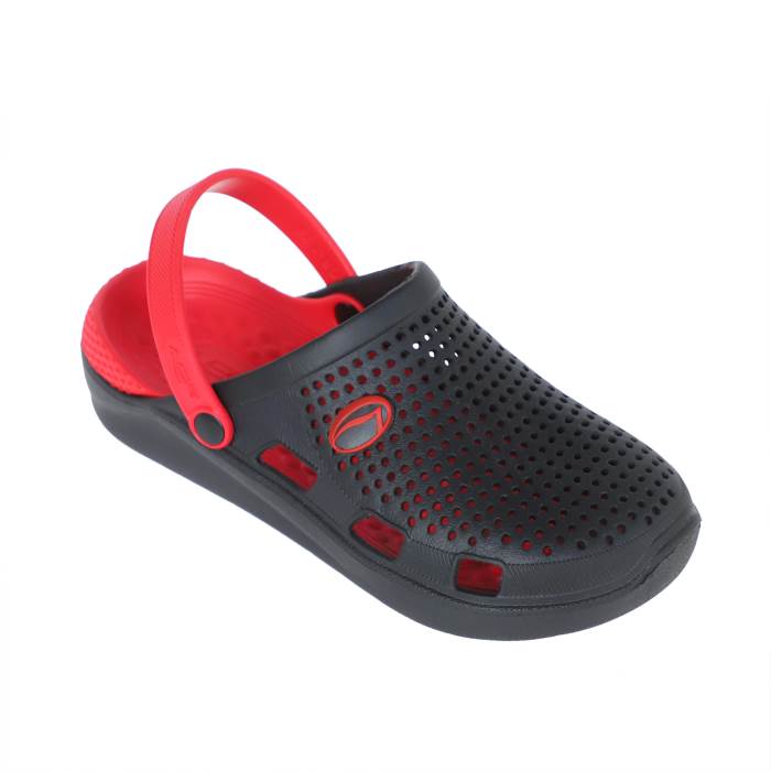 Lancer Brand Mens Crog Crocs Dual Jet Flip Flop Slipper Sandal (Black/Red)