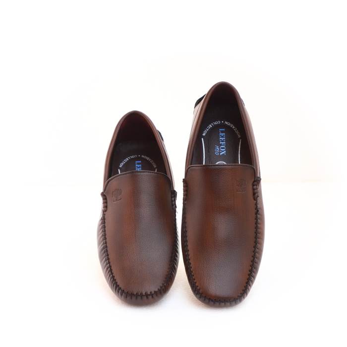 Lee Fox Brand Mens Slipons Casual Flat Loafers 554 (Brown)