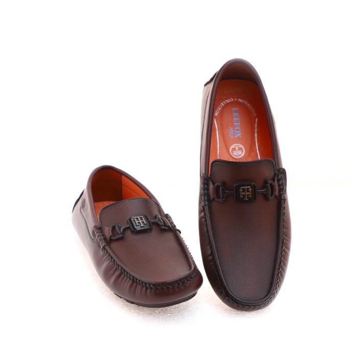 Lee Fox Brand Mens Slipons Casual Flat Loafers E-627 (Brown)