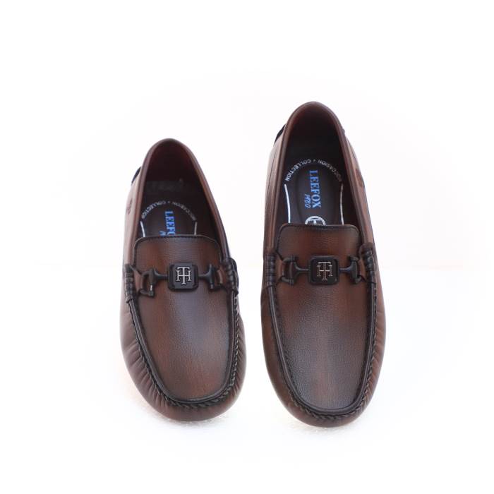 Lee Fox Brand Mens Slipons Casual Flat Loafers E-656 (Brown)