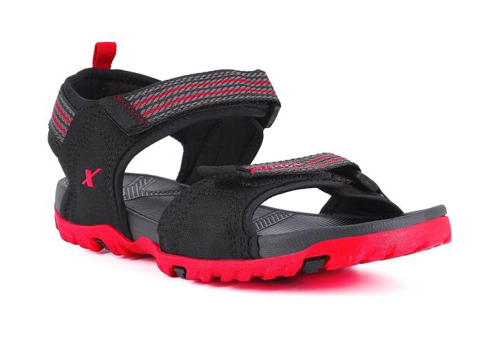 Sparx Brand Mens Casual Floaters Sandals SS-562 (Black/Red)