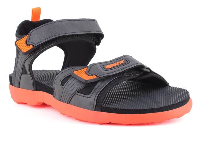 Sparx Brand Mens Casual Sports Sandal Backstrap SS-582 (Black/Orange)