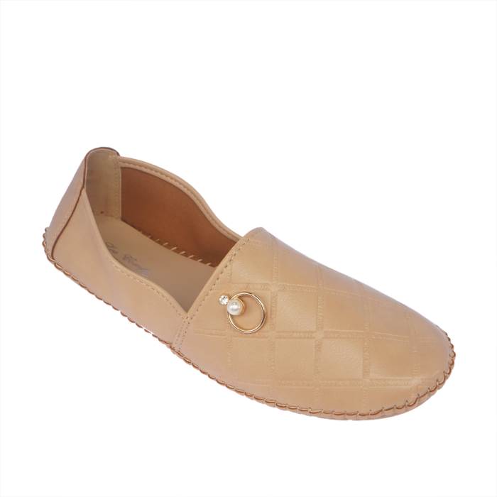 Rajashoes Brand Womens Slipons Soft Flexible Casual Ballerinas Belly Loafers 8497-4 (Beige)
