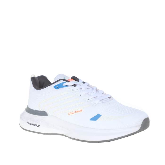 Columbus Brand Mens Casual Running Laced Sports Shoes Glam (White/Orange)