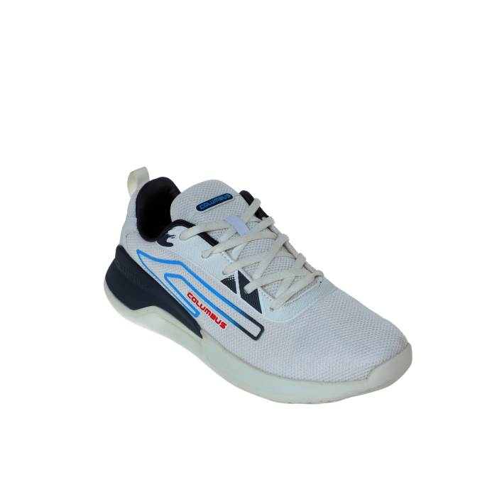 Columbus Brand Mens Casual Running Laced Sports Shoes Neon (White/Sky)