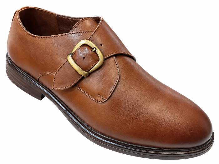 Egoss Brand Mens Single-buckle Monk Slipons Formal Shoes NP-102 Tan