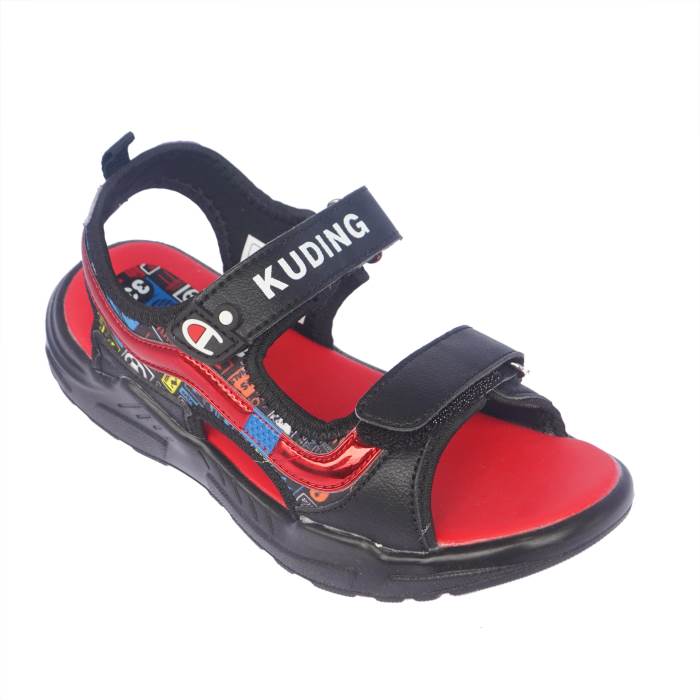 Rajashoes Brand Kids Sports Backstrap Sandal /Flipflop / Slipper 520262 (Black/Red)
