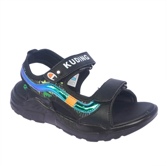Rajashoes Brand Kids Sports Backstrap Sandal /Flipflop / Slipper 520262 (F.Black)