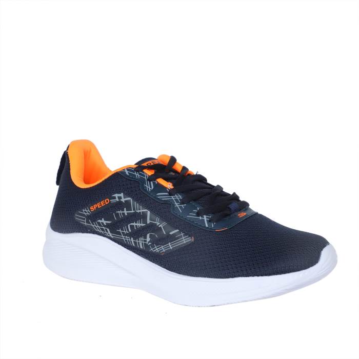 Speed Brand Mens Casual Running Laced Sports Shoes Crystal (Navy Blue/Orange)