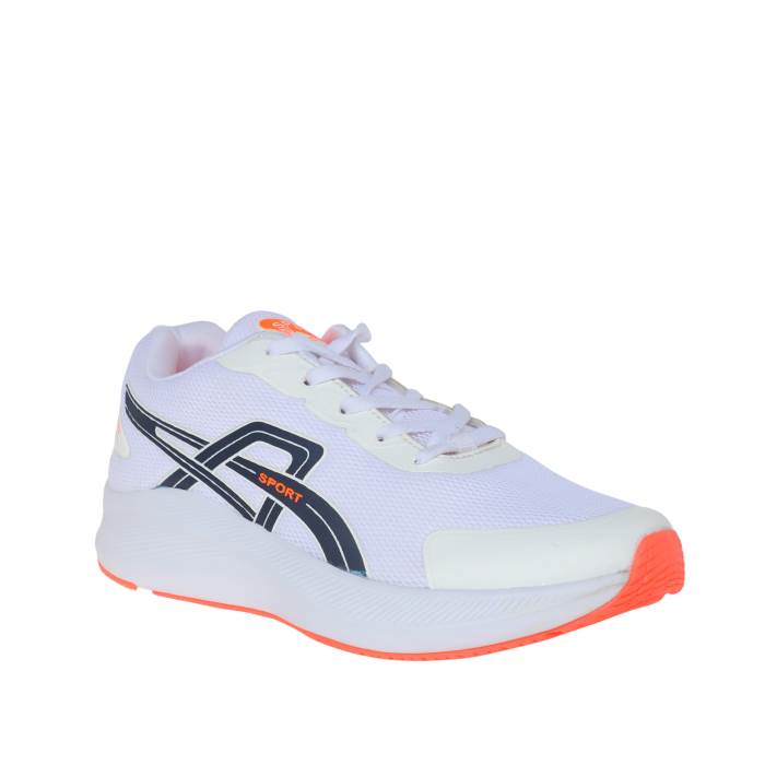 Speed Brand Mens Casual Running Laced Sports Shoes Global (White/Orange)