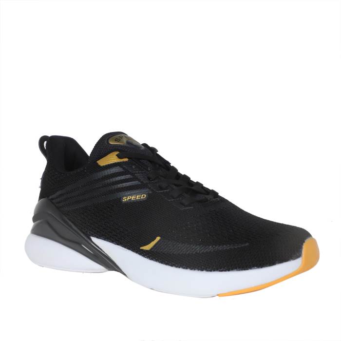 Speed Brand Mens Casual Running Laced Sports Shoes Planet (Black/Gold)