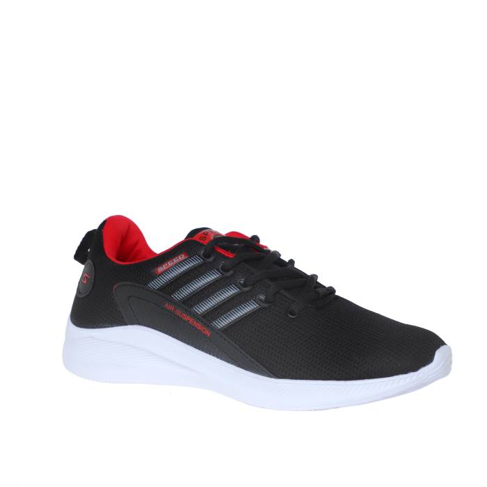 Speed Brand Mens Casual Running Laced Sports Shoes Power (Black/Red)
