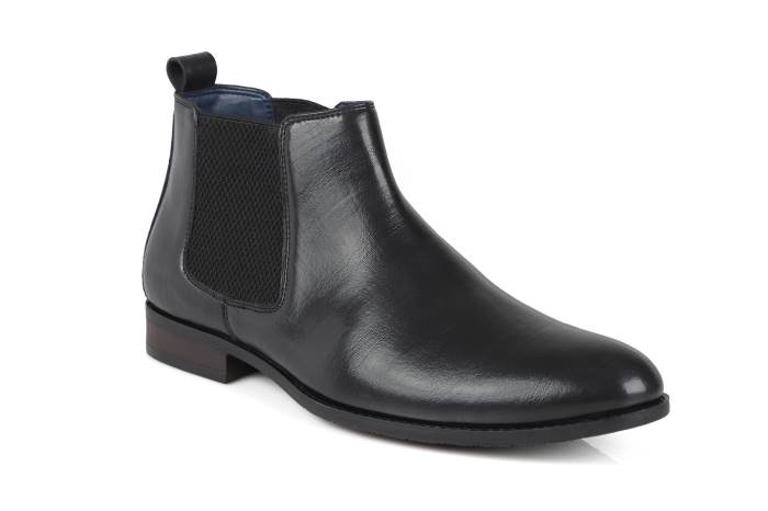 13 Reasons Brand Mens Long Black Non Leather Slipons Formal Boots 13R-9008 (Black)