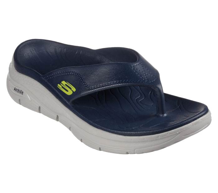 Skechers Brand Mens Original Arch Fit Slipper Flipflop 243158 (Navy)