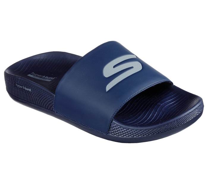 Skechers Brand Mens Hyper Slides/Flipflop/Slippers - HYPER SLIDE - DERIVER 246020 (Navy)
