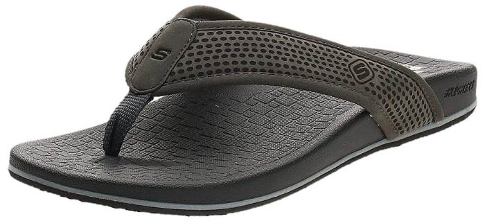 Skechers Brand Men`s Pelem Emiro 360 Relaxedfit Memory Foam Flip Flop 65093 (Charcoal)