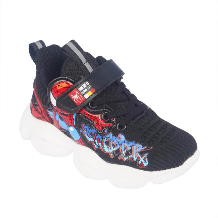 Rajashoes Brand Kids Casual Running Velcro Slipons Sports Shoes 8885 (Black/Red)