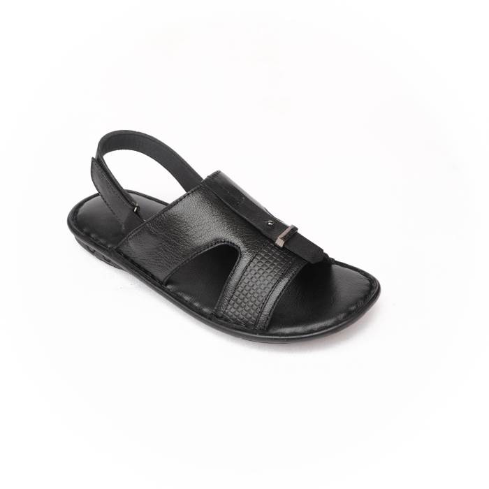 My Trendz Brand Mens Casual Soft Leather Backstrap Sandal 1012 (Black)