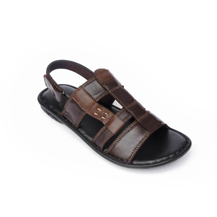 My Trendz Brand Mens Casual Soft Leather Backstrap Sandal 1016 (Brown)
