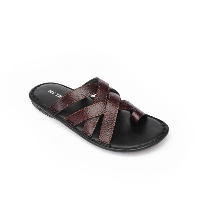 My Trendz Brand Mens Casual Soft Slipons Leather Chappal / Sandal 630 (Cherry)